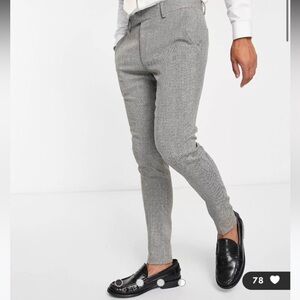 28x30 ASOS skinny leg wool mix suit pants. Black tweed.
